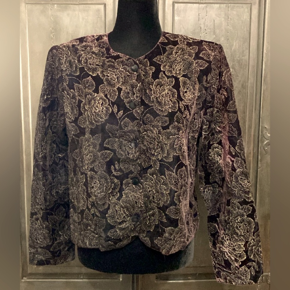 Vintage Norton McNaughton blk velvet jacket - Size 12 - Picture 1 of 10